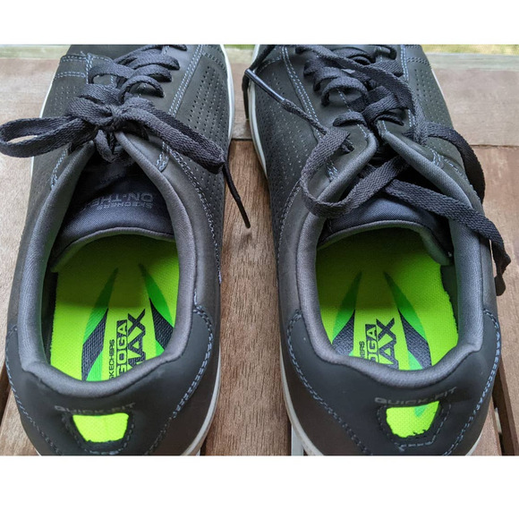 Skechers GOGA MAX Size 9.5 Gray  Mens Leather Sneakers ON-THE-GO Quick Fit 54323 - Picture 7 of 10